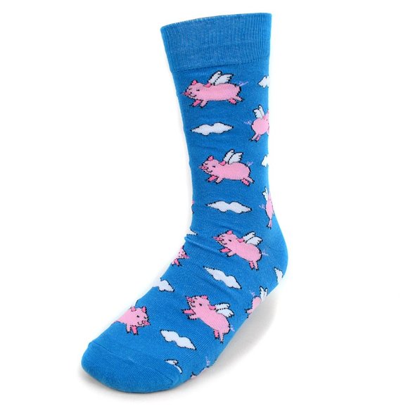 Masha's Corner Other - Men's Flying Pig Novelty Socks - Blue